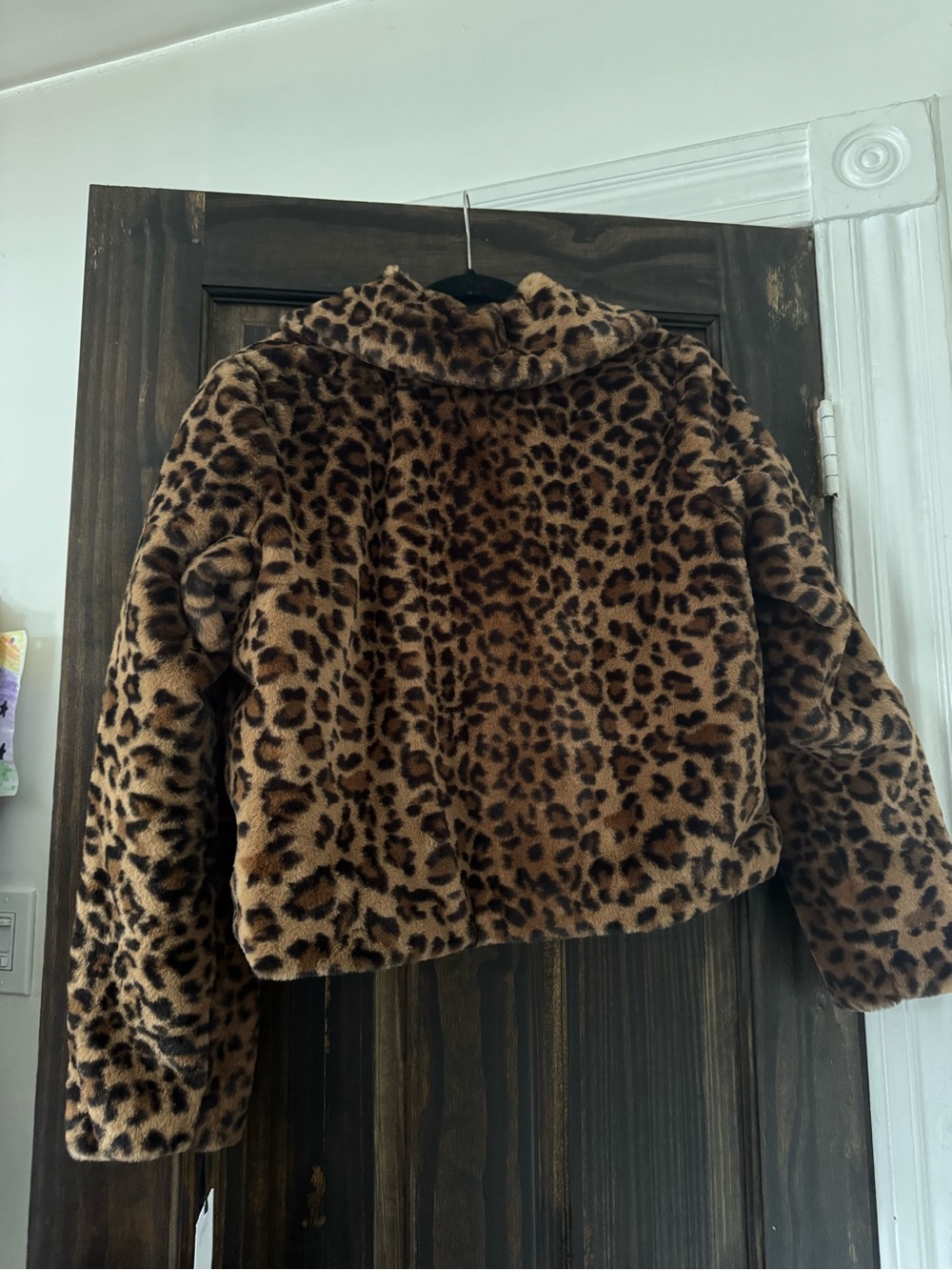 Kensie Leopard Print Faux Fur Short Jacket - Picture 4 of 7